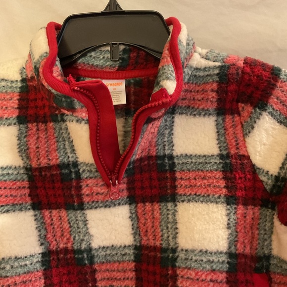 Gymboree Girls Size 10 Red/Green/White Plaid Fleece 1/4 Zip Christmas Cabin NWT - Picture 3 of 4